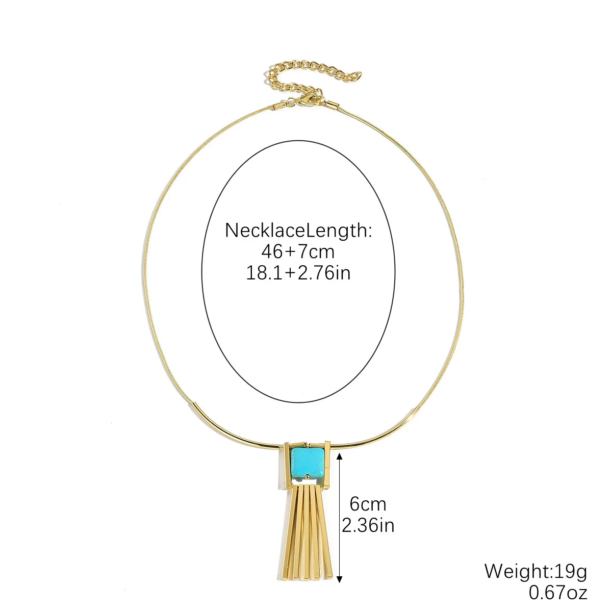Pendant Necklace Turquoise Copper Geometric Electroplating Vintage Original Design - Image 5