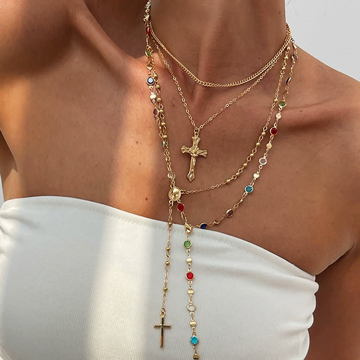 Pendant Necklace Women Hiphop Style Geometric Zinc Alloy Iron Electroplated