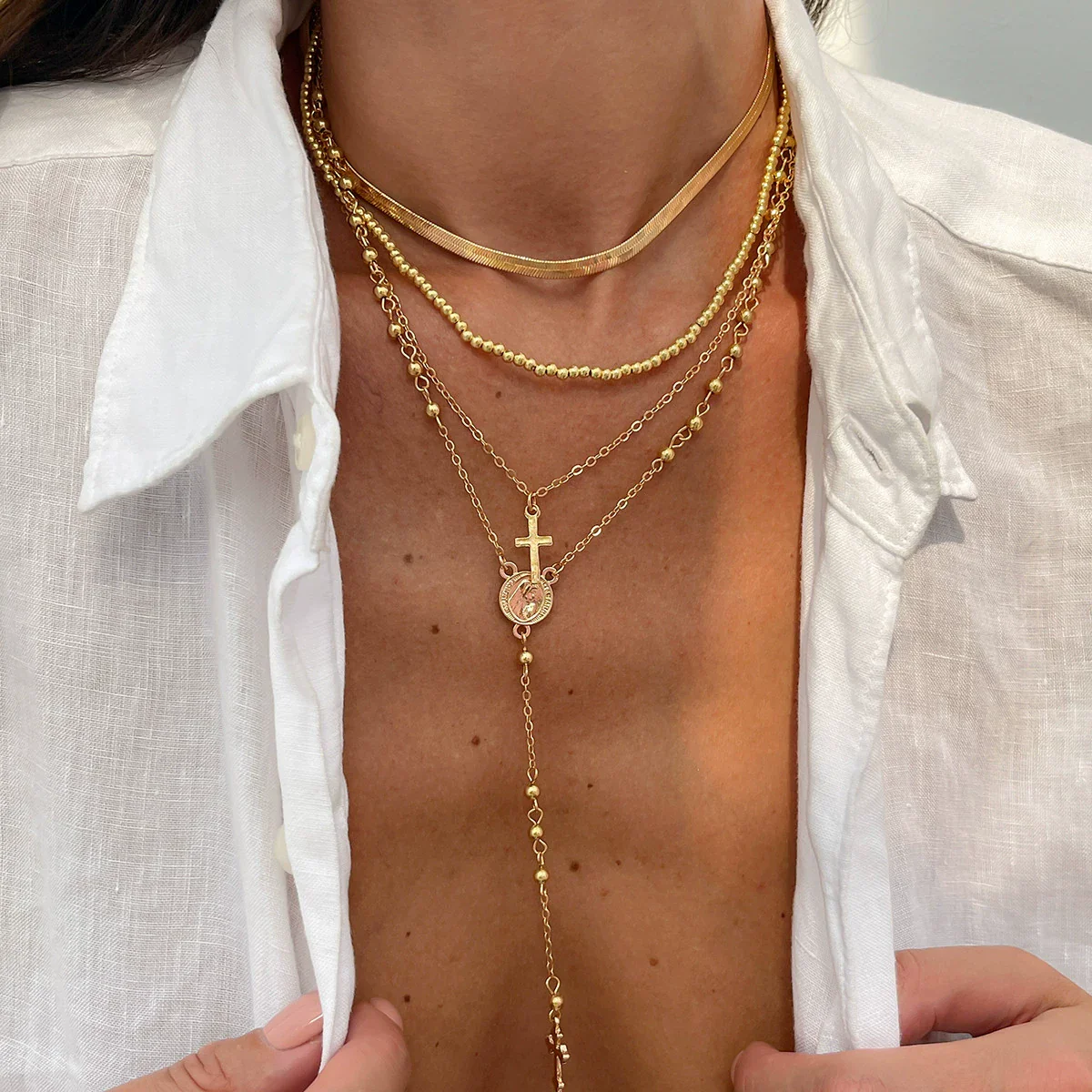 Pendant Necklace Women Hiphop Style Geometric Zinc Alloy Iron Electroplated - Image 12