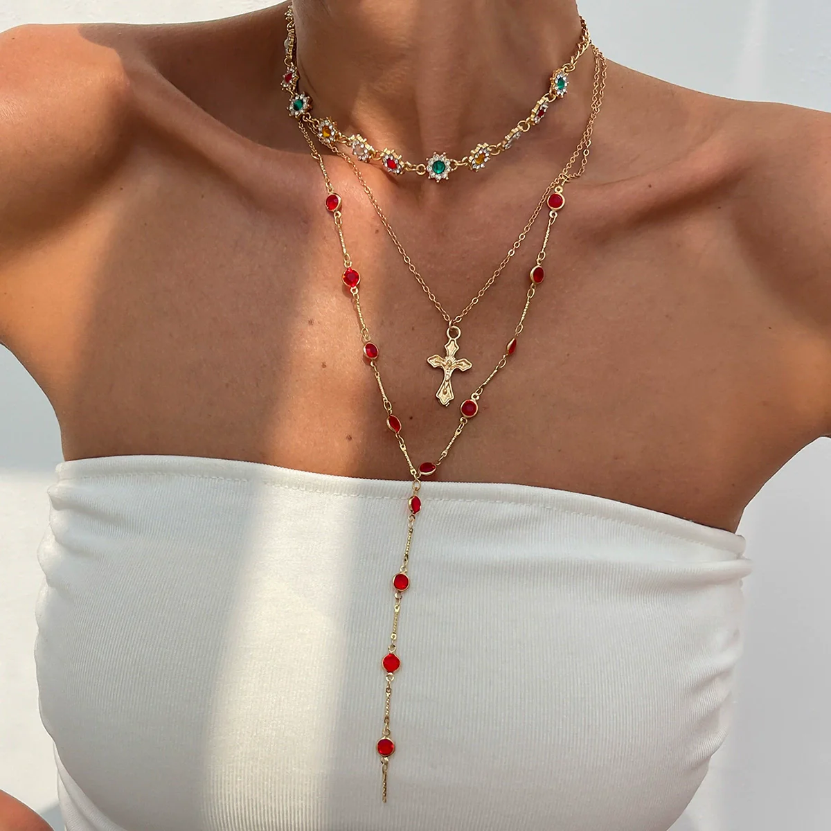 Pendant Necklace Women Hiphop Style Geometric Zinc Alloy Iron Electroplated - Image 15