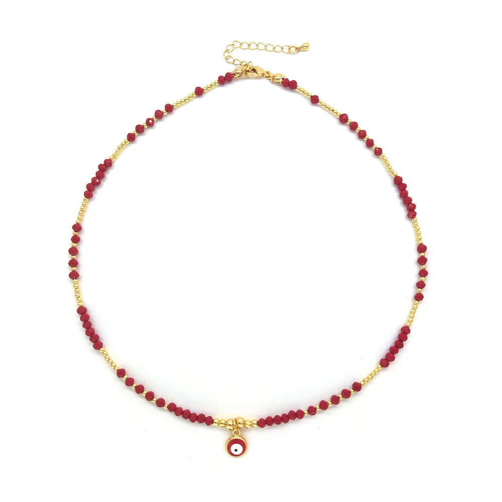 Pendant Necklace Women Pearl Organic Glass Fivepointed Star Geometric Handwoven - Image 5