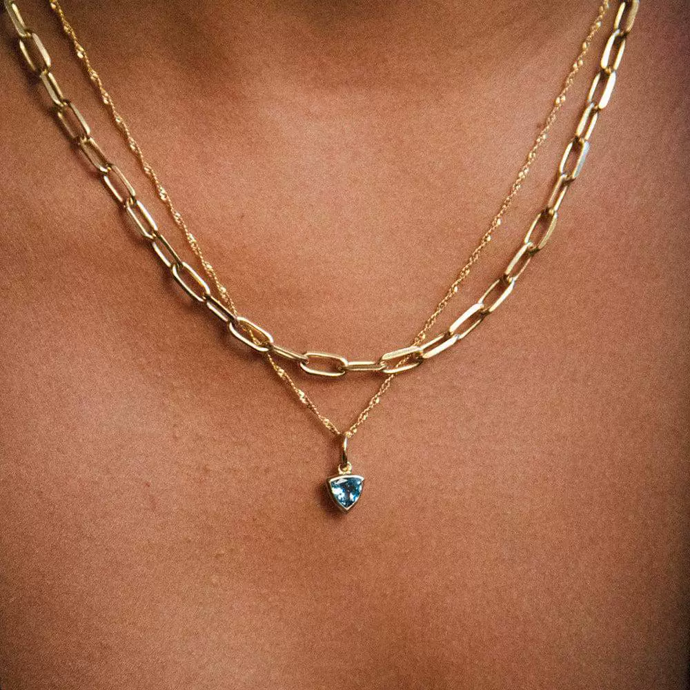 Pendant Necklace Women Stainless Steel Titanium Steel Mixed Gemstone Setting Geometric Style Set With Diamonds - Image 3