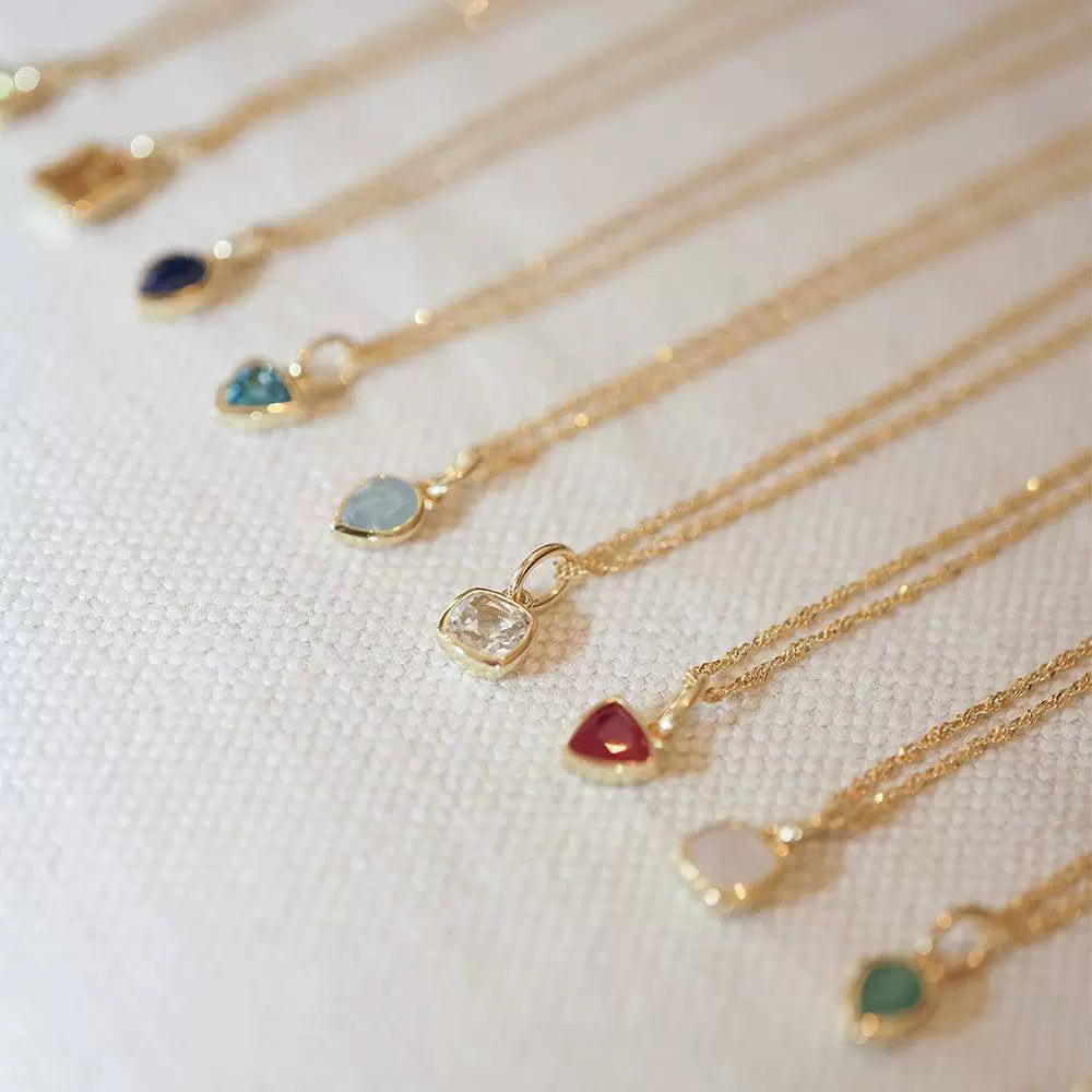 Pendant Necklace Women Stainless Steel Titanium Steel Mixed Gemstone Setting Geometric Style Set With Diamonds - Image 4