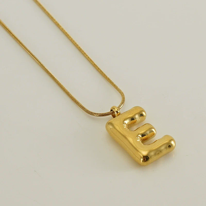 Pendant Necklace Women 316L Stainless Steel 316L Stainless Steel Small Snake Chain With Letter Pattern Electroplated - Image 10