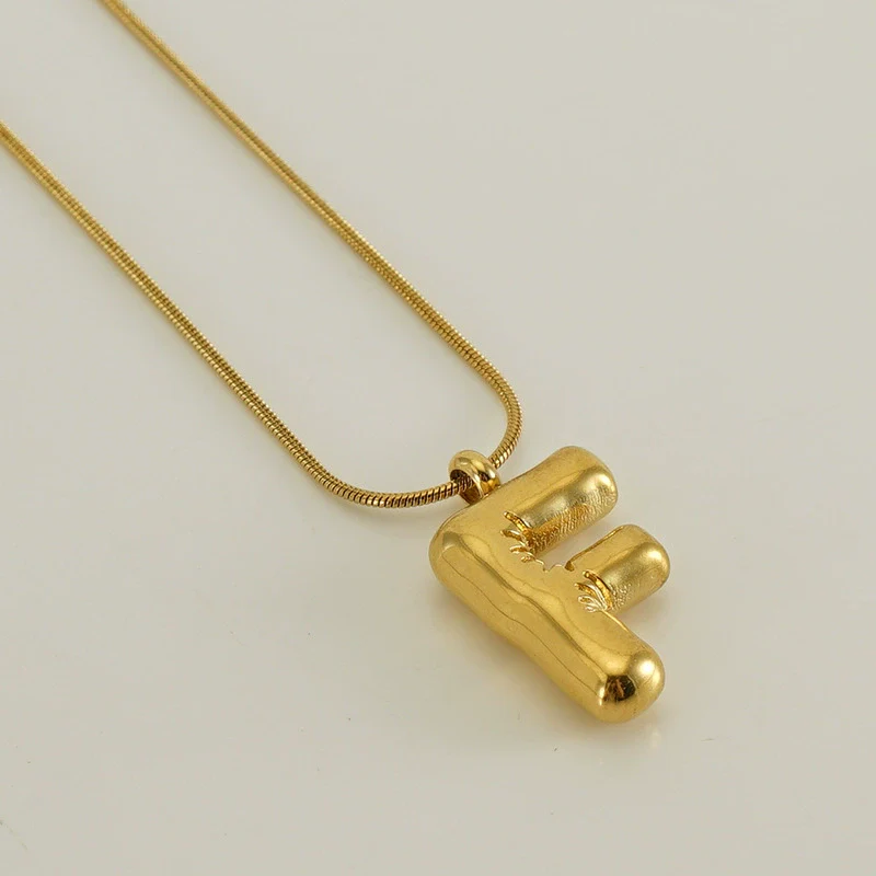 Pendant Necklace Women 316L Stainless Steel 316L Stainless Steel Small Snake Chain With Letter Pattern Electroplated - Image 11