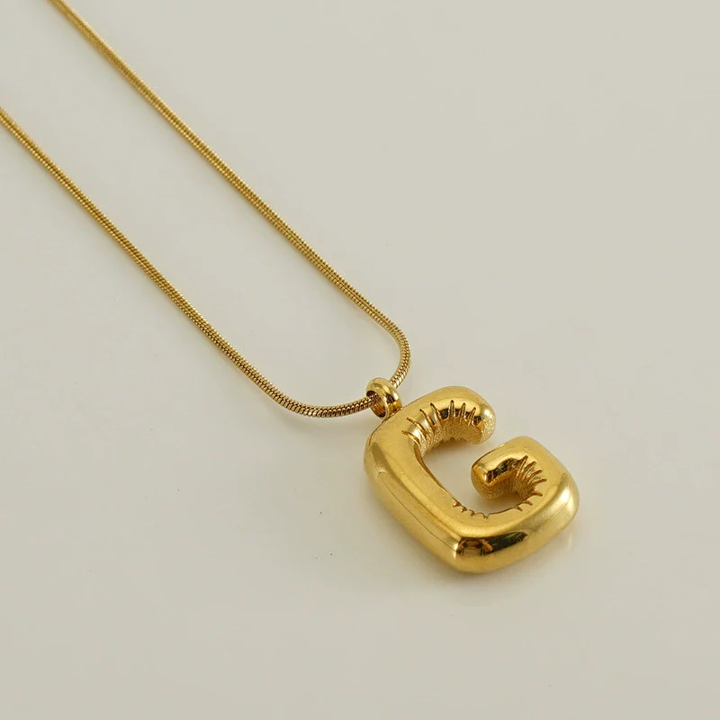 Pendant Necklace Women 316L Stainless Steel 316L Stainless Steel Small Snake Chain With Letter Pattern Electroplated - Image 12