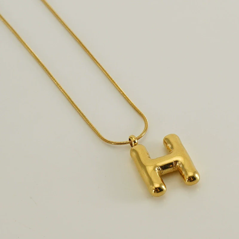 Pendant Necklace Women 316L Stainless Steel 316L Stainless Steel Small Snake Chain With Letter Pattern Electroplated - Image 13