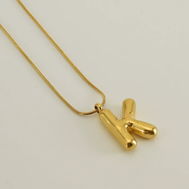 Pendant Necklace Women 316L Stainless Steel 316L Stainless Steel Small Snake Chain With Letter Pattern Electroplated - Image 16