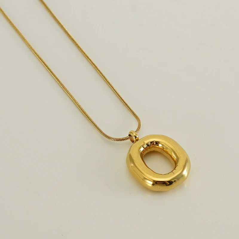 Pendant Necklace Women 316L Stainless Steel 316L Stainless Steel Small Snake Chain With Letter Pattern Electroplated - Image 20