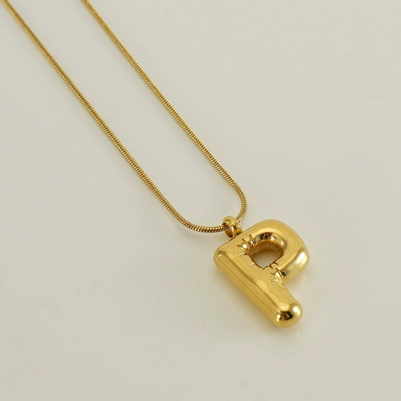 Pendant Necklace Women 316L Stainless Steel 316L Stainless Steel Small Snake Chain With Letter Pattern Electroplated - Image 21