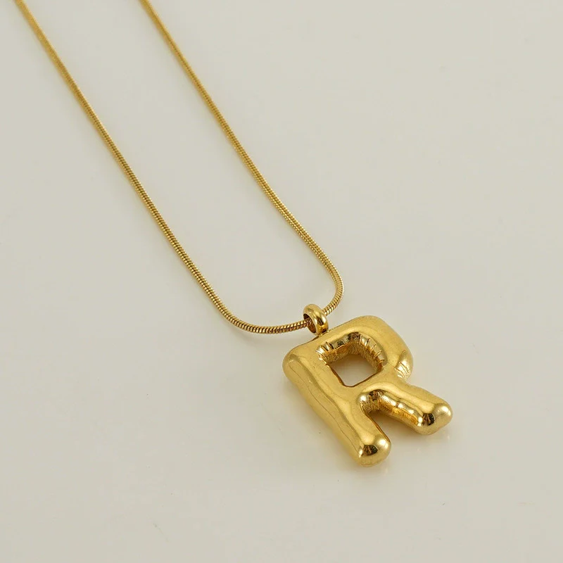 Pendant Necklace Women 316L Stainless Steel 316L Stainless Steel Small Snake Chain With Letter Pattern Electroplated - Image 23
