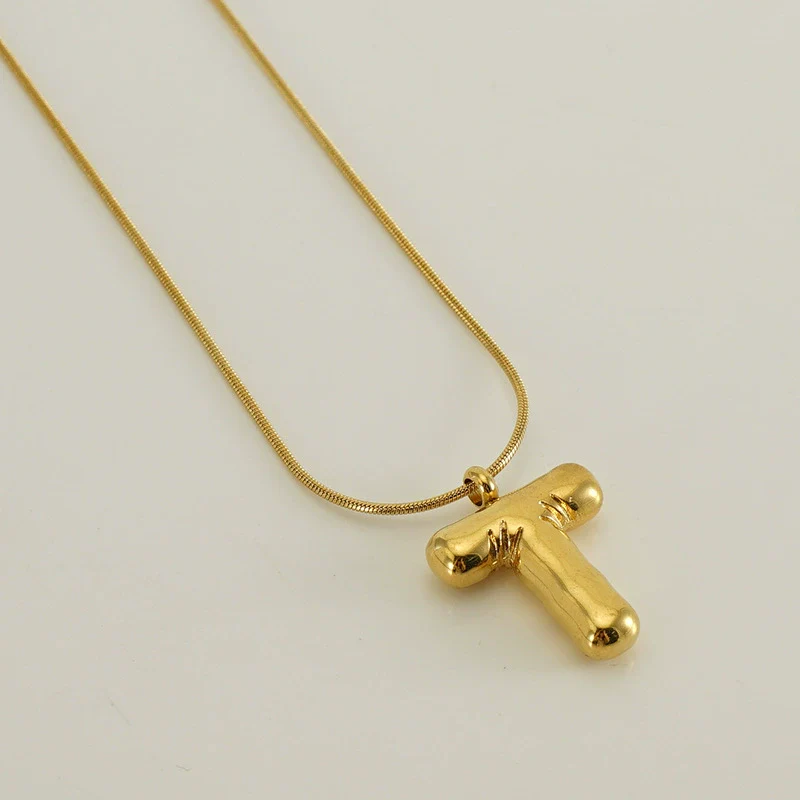 Pendant Necklace Women 316L Stainless Steel 316L Stainless Steel Small Snake Chain With Letter Pattern Electroplated - Image 25