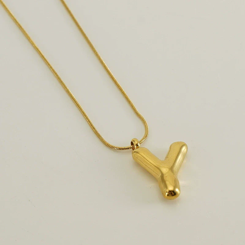Pendant Necklace Women 316L Stainless Steel 316L Stainless Steel Small Snake Chain With Letter Pattern Electroplated - Image 30