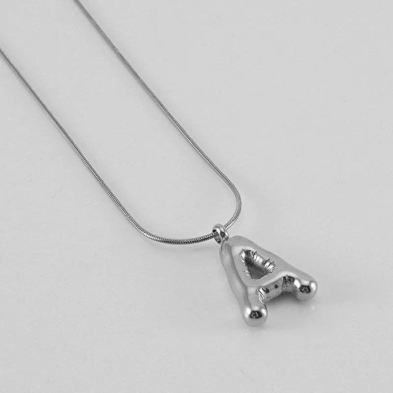 Pendant Necklace Women 316L Stainless Steel 316L Stainless Steel Small Snake Chain With Letter Pattern Electroplated - Image 32