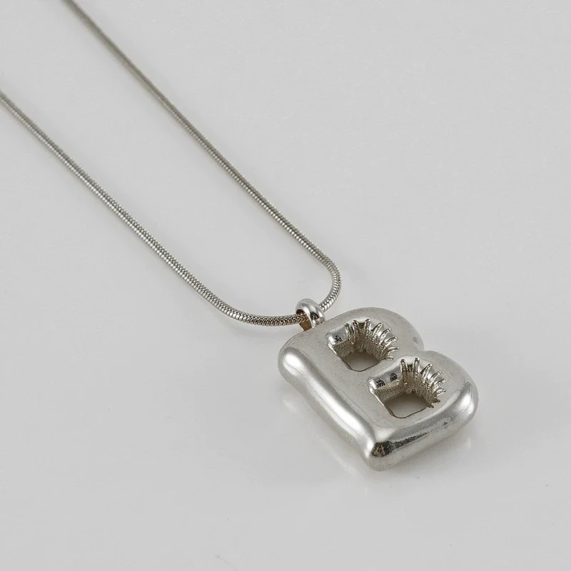 Pendant Necklace Women 316L Stainless Steel 316L Stainless Steel Small Snake Chain With Letter Pattern Electroplated - Image 33