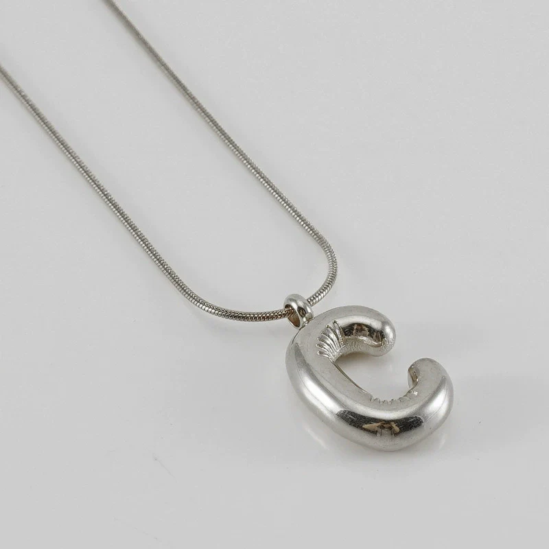 Pendant Necklace Women 316L Stainless Steel 316L Stainless Steel Small Snake Chain With Letter Pattern Electroplated - Image 34
