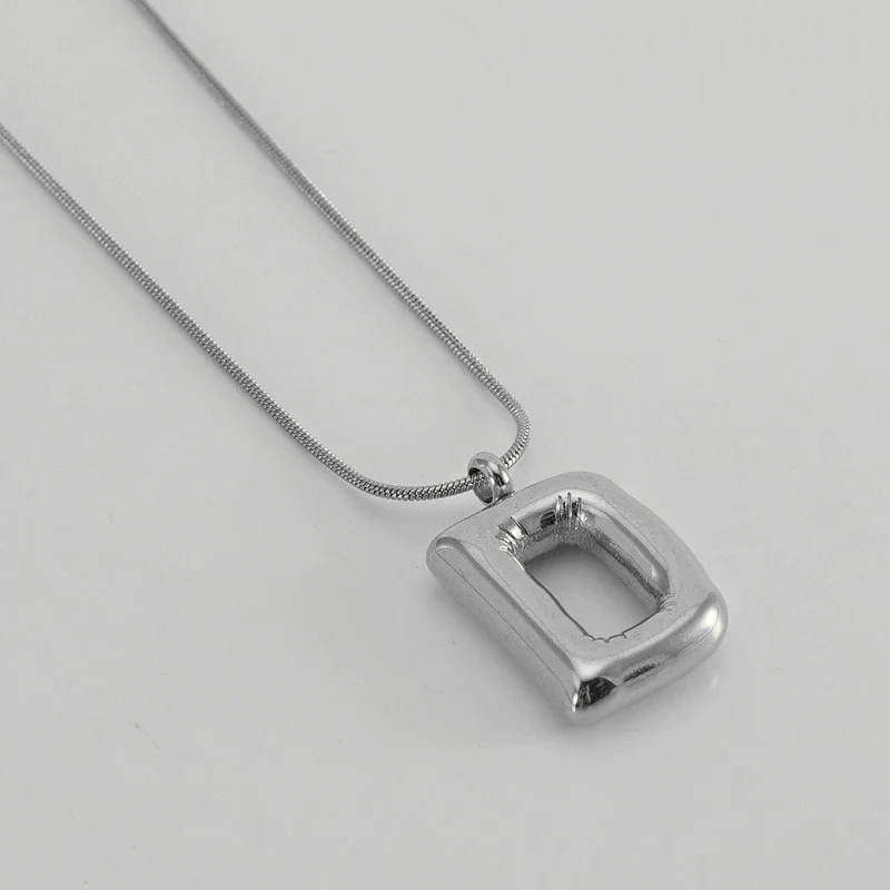 Pendant Necklace Women 316L Stainless Steel 316L Stainless Steel Small Snake Chain With Letter Pattern Electroplated - Image 35