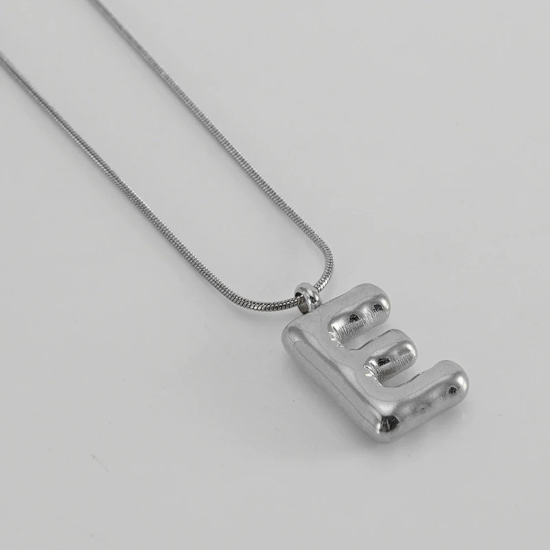 Pendant Necklace Women 316L Stainless Steel 316L Stainless Steel Small Snake Chain With Letter Pattern Electroplated - Image 36