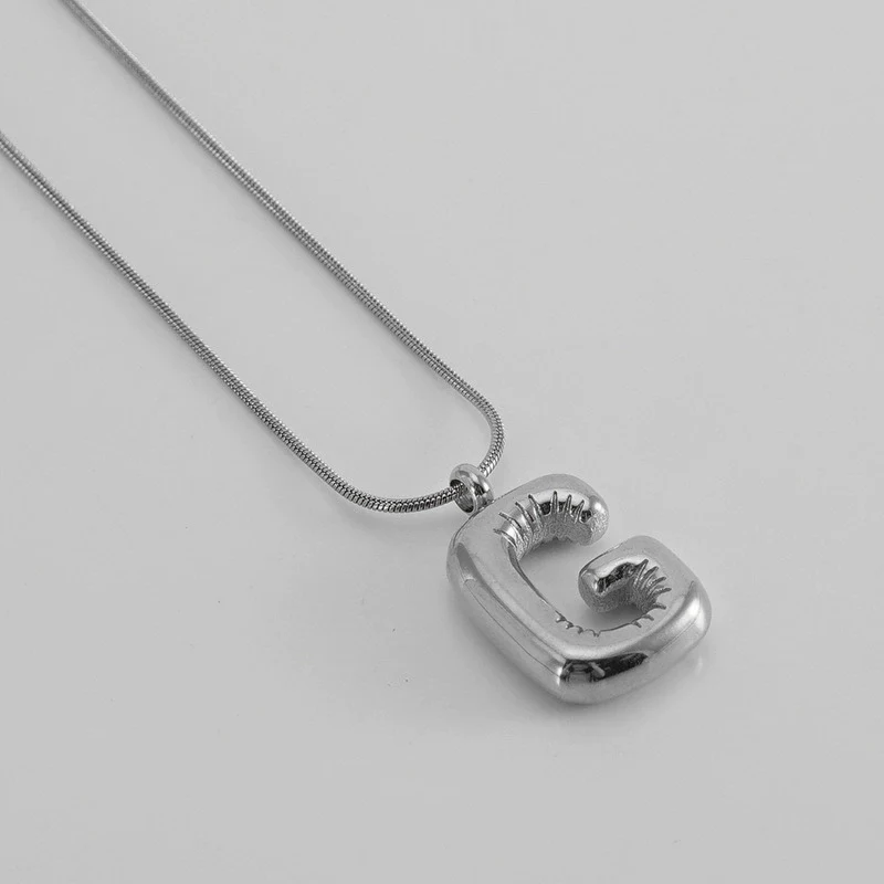 Pendant Necklace Women 316L Stainless Steel 316L Stainless Steel Small Snake Chain With Letter Pattern Electroplated - Image 38