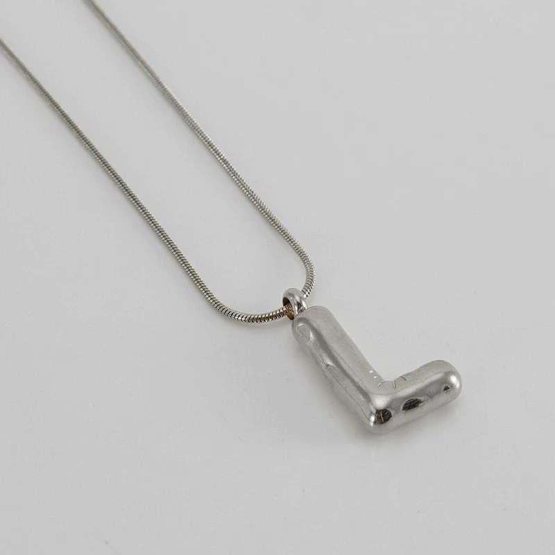 Pendant Necklace Women 316L Stainless Steel 316L Stainless Steel Small Snake Chain With Letter Pattern Electroplated - Image 43