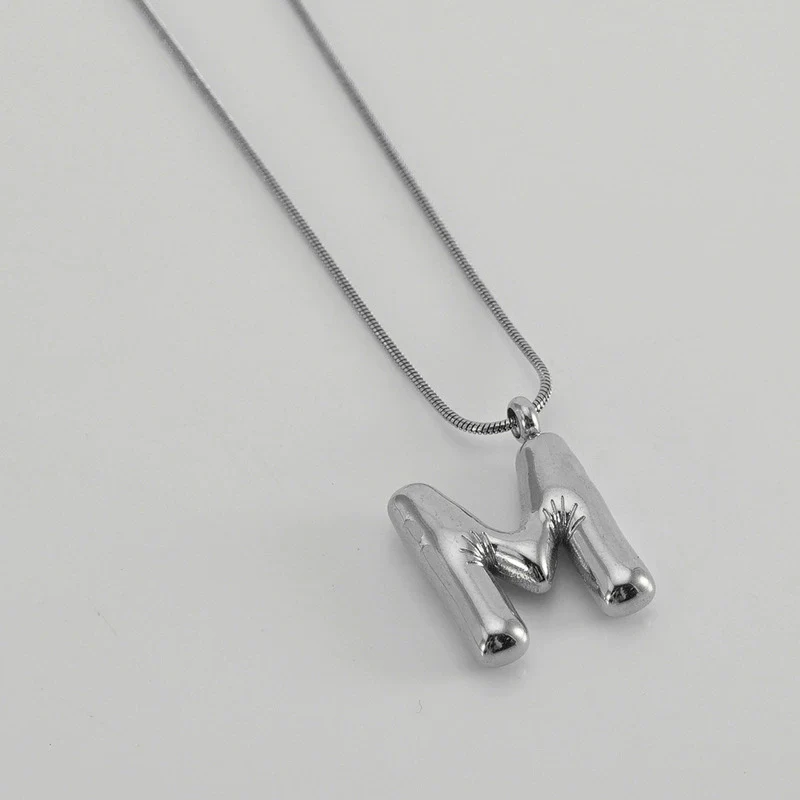 Pendant Necklace Women 316L Stainless Steel 316L Stainless Steel Small Snake Chain With Letter Pattern Electroplated - Image 44