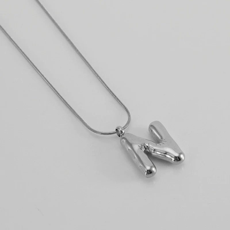 Pendant Necklace Women 316L Stainless Steel 316L Stainless Steel Small Snake Chain With Letter Pattern Electroplated - Image 45