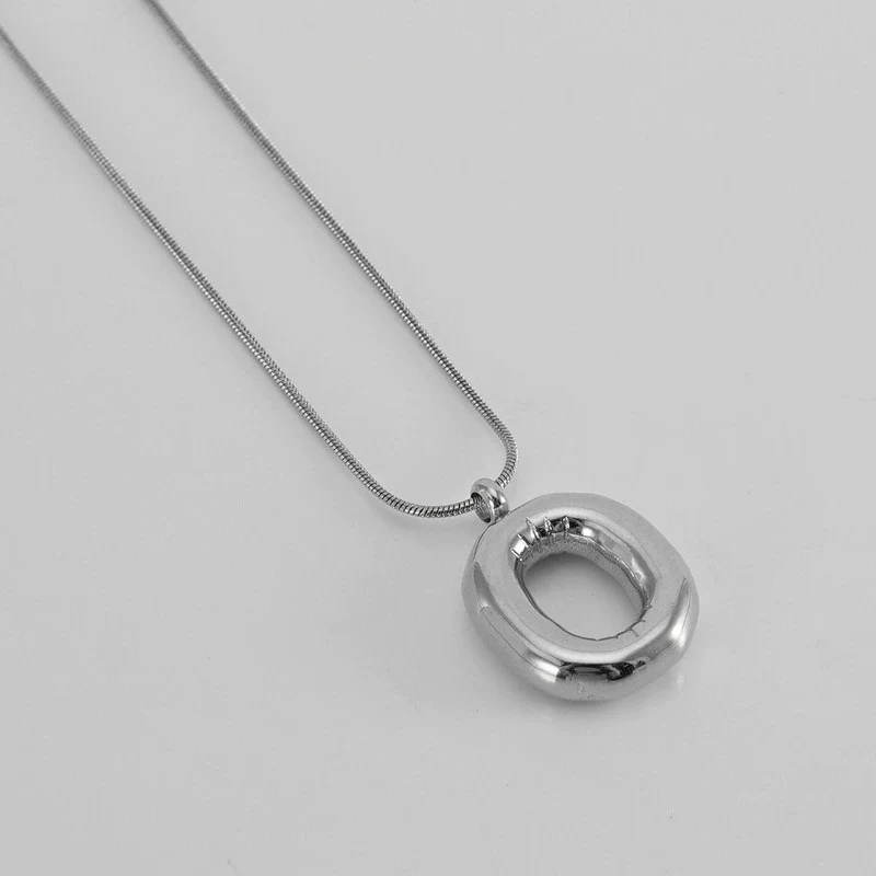 Pendant Necklace Women 316L Stainless Steel 316L Stainless Steel Small Snake Chain With Letter Pattern Electroplated - Image 46