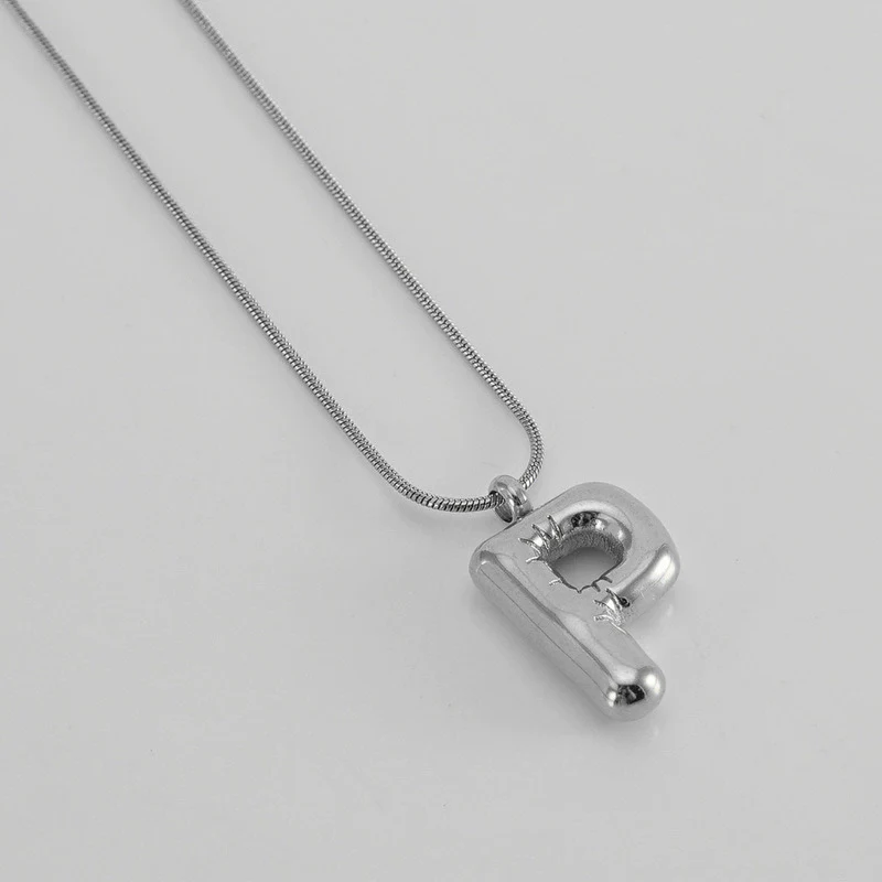 Pendant Necklace Women 316L Stainless Steel 316L Stainless Steel Small Snake Chain With Letter Pattern Electroplated - Image 47