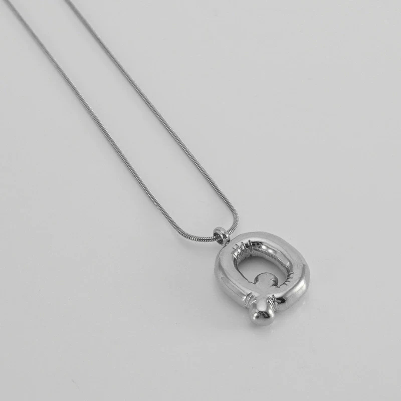Pendant Necklace Women 316L Stainless Steel 316L Stainless Steel Small Snake Chain With Letter Pattern Electroplated - Image 48