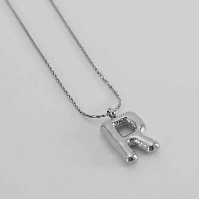 Pendant Necklace Women 316L Stainless Steel 316L Stainless Steel Small Snake Chain With Letter Pattern Electroplated - Image 49