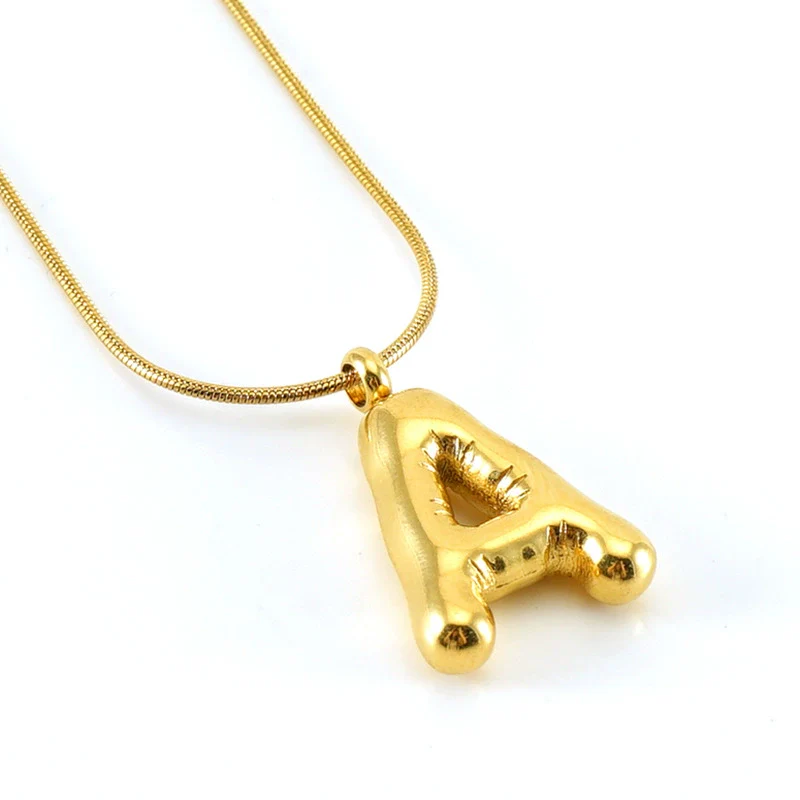 Pendant Necklace Women 316L Stainless Steel 316L Stainless Steel Small Snake Chain With Letter Pattern Electroplated - Image 5
