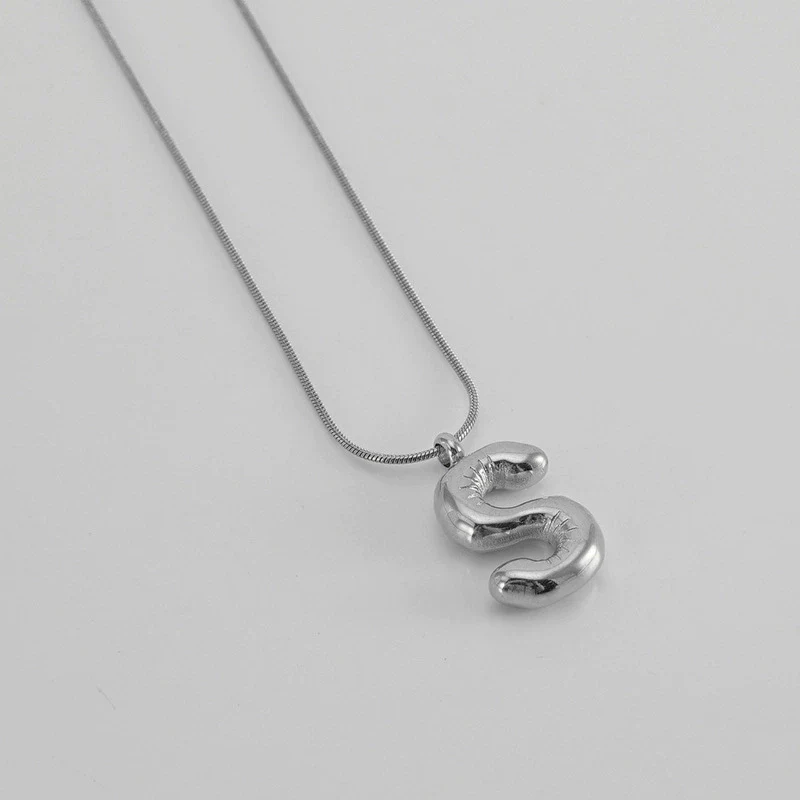 Pendant Necklace Women 316L Stainless Steel 316L Stainless Steel Small Snake Chain With Letter Pattern Electroplated - Image 50