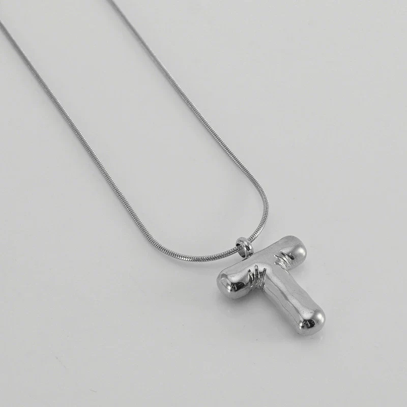 Pendant Necklace Women 316L Stainless Steel 316L Stainless Steel Small Snake Chain With Letter Pattern Electroplated - Image 51