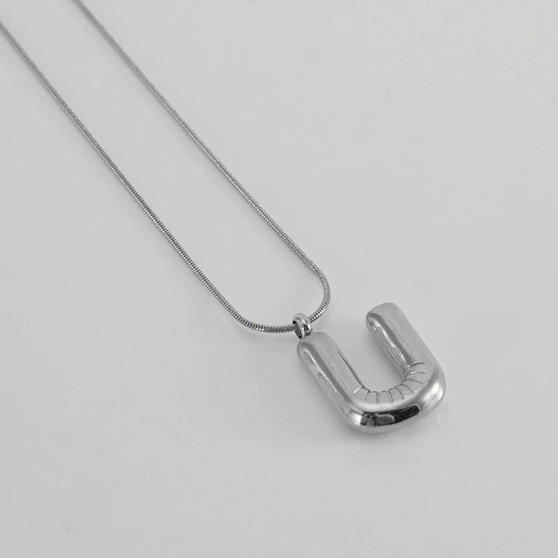 Pendant Necklace Women 316L Stainless Steel 316L Stainless Steel Small Snake Chain With Letter Pattern Electroplated - Image 52