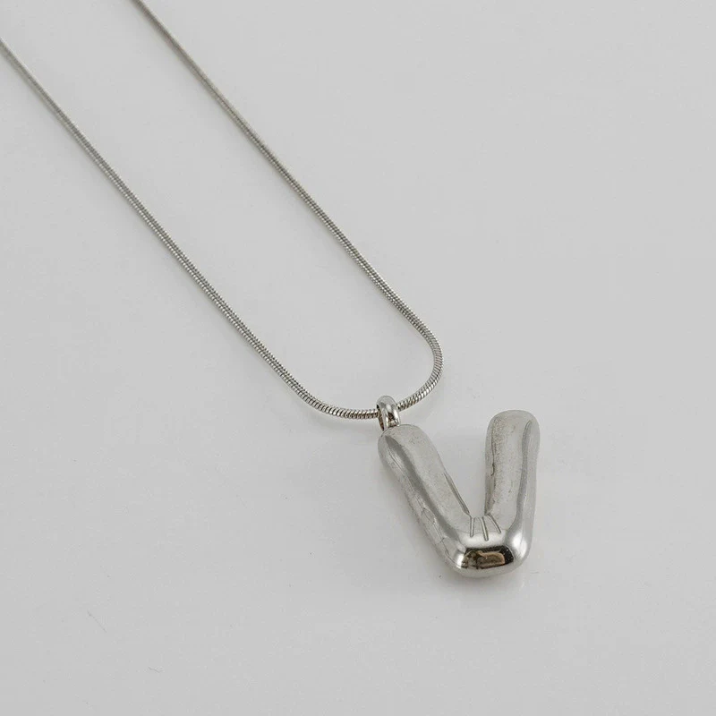 Pendant Necklace Women 316L Stainless Steel 316L Stainless Steel Small Snake Chain With Letter Pattern Electroplated - Image 53