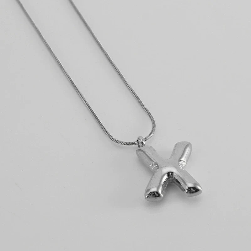 Pendant Necklace Women 316L Stainless Steel 316L Stainless Steel Small Snake Chain With Letter Pattern Electroplated - Image 55