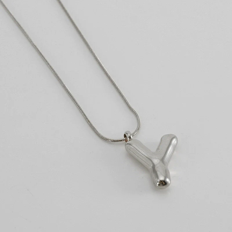 Pendant Necklace Women 316L Stainless Steel 316L Stainless Steel Small Snake Chain With Letter Pattern Electroplated - Image 56