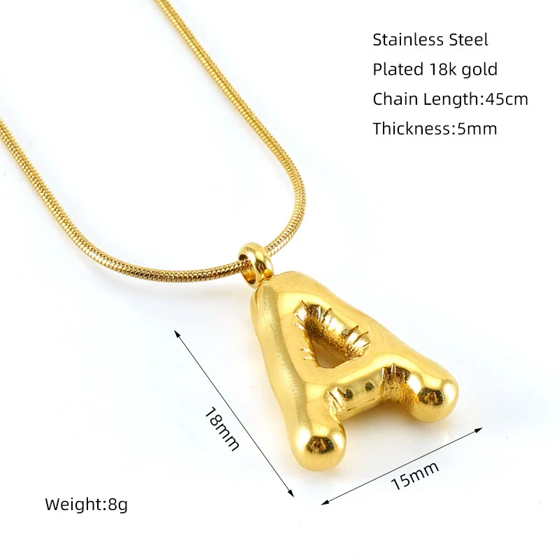 Pendant Necklace Women 316L Stainless Steel 316L Stainless Steel Small Snake Chain With Letter Pattern Electroplated - Image 6