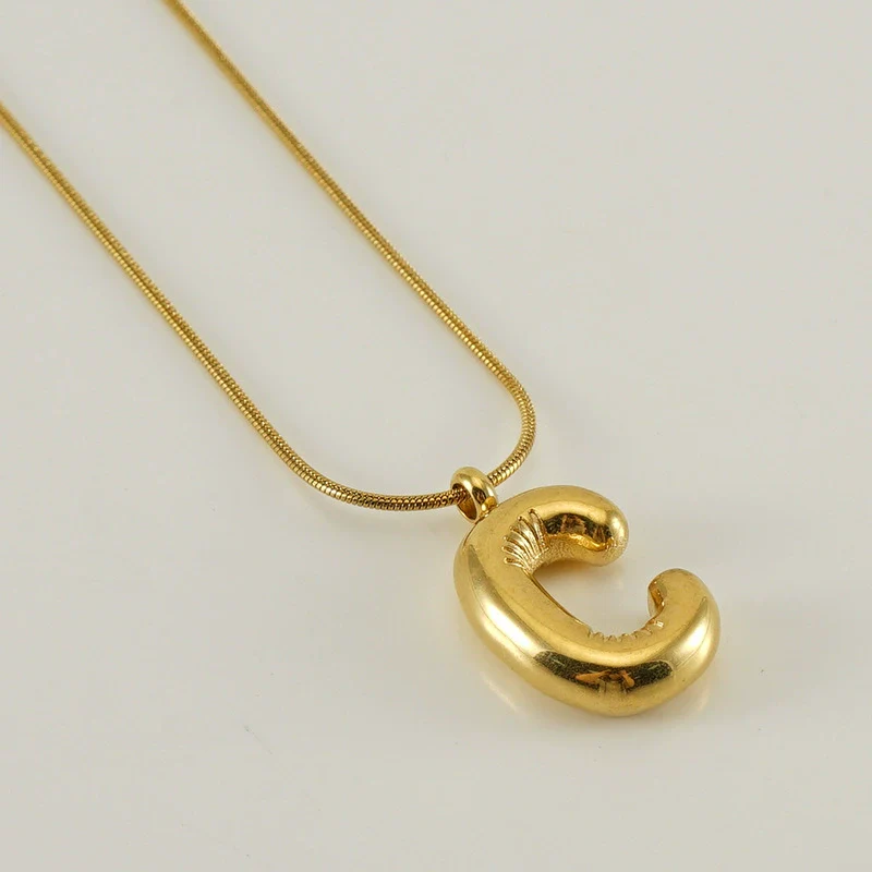 Pendant Necklace Women 316L Stainless Steel 316L Stainless Steel Small Snake Chain With Letter Pattern Electroplated - Image 8
