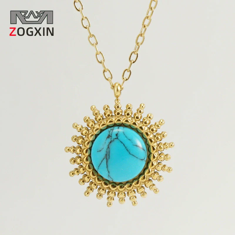 Pendant Necklace Women's 316L Stainless Steel 316L Stainless Steel 18K Gold Plated With Flower Pattern
