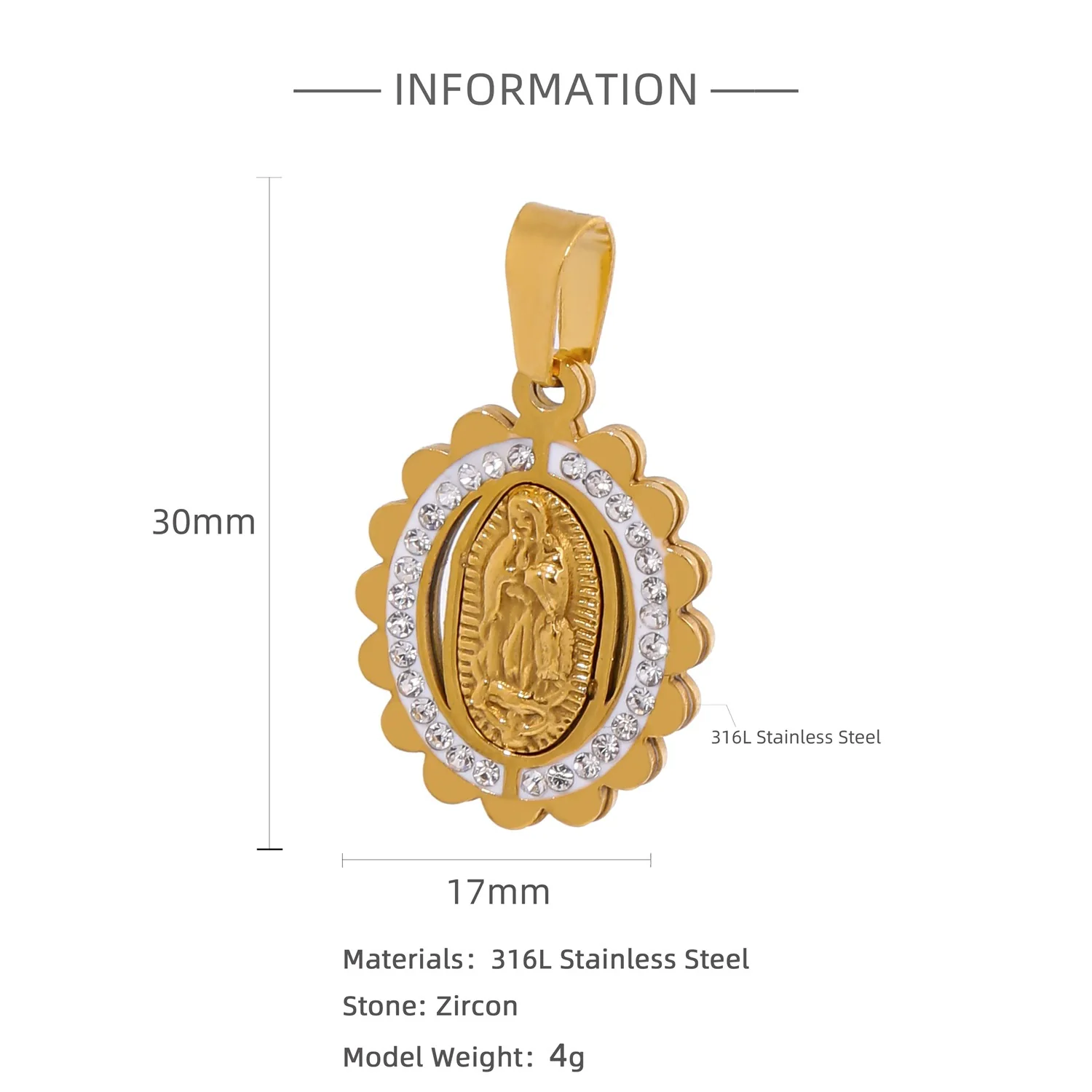 Pendant Stainless Steel Cross Heart Cut Out Crown Roman Numerals Electroplating Miniature - Image 6