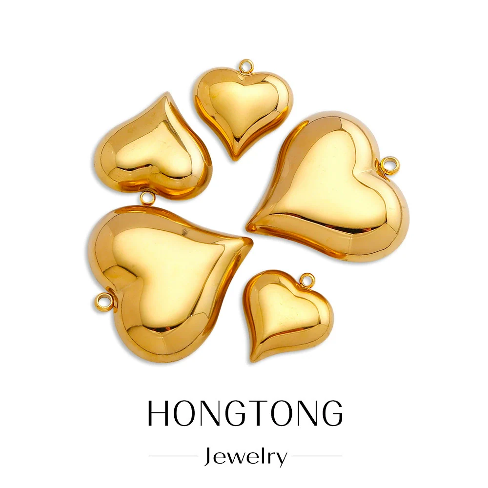 Pendant Stainless Steel Polished Heart Shape Electroplated