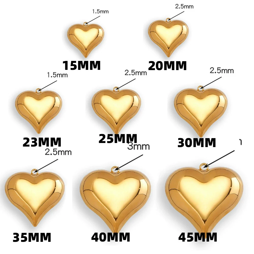 Pendant Stainless Steel Polished Heart Shape Electroplated - Image 3