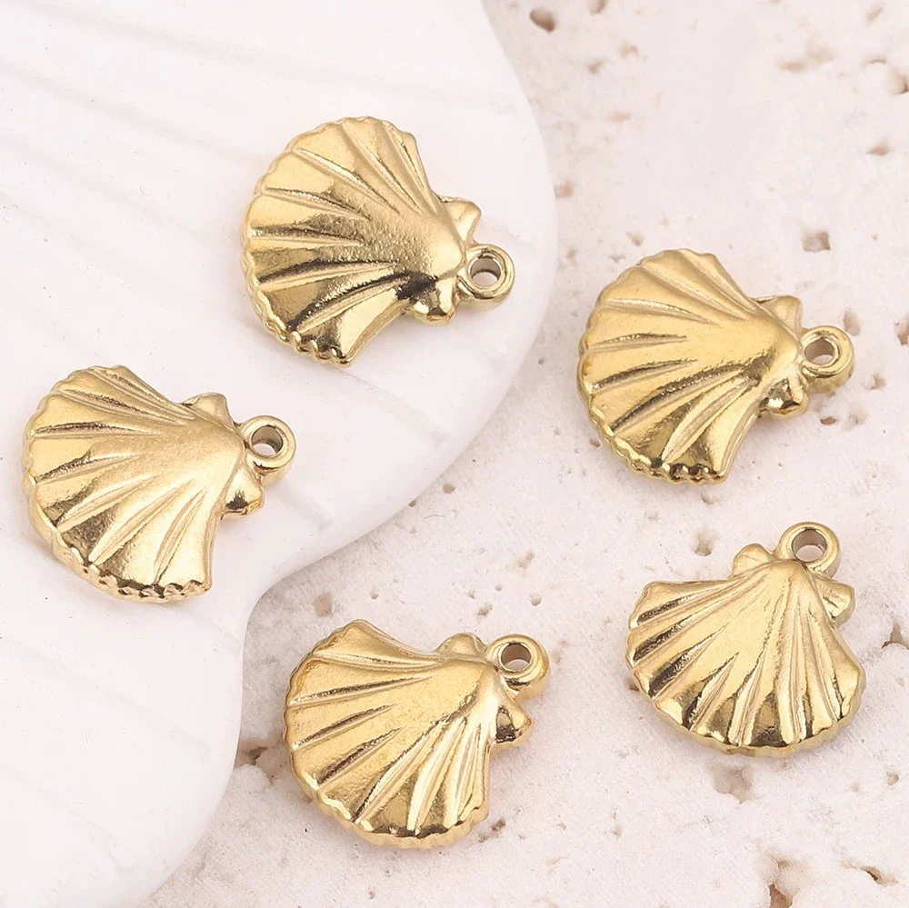 Pendant Stainless Steel Shell Fish Natural Style Electroplated - Image 3