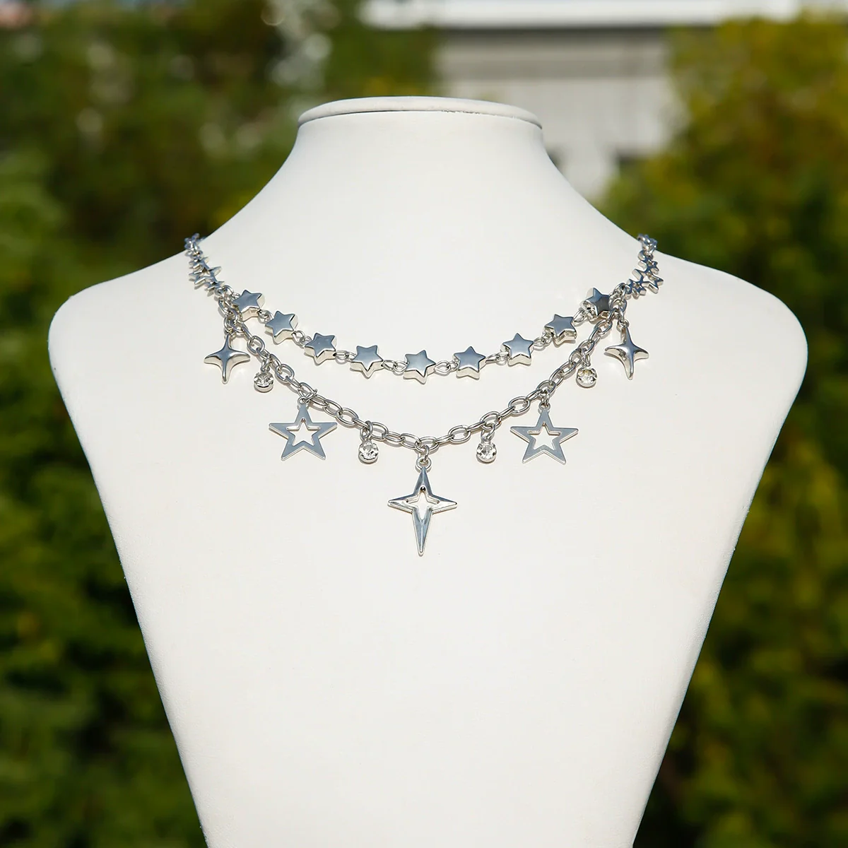 Pendant Tassel Necklace Imitation Pearl Alloy Heart Drop Star Geometric Electroplated For Women - Image 4