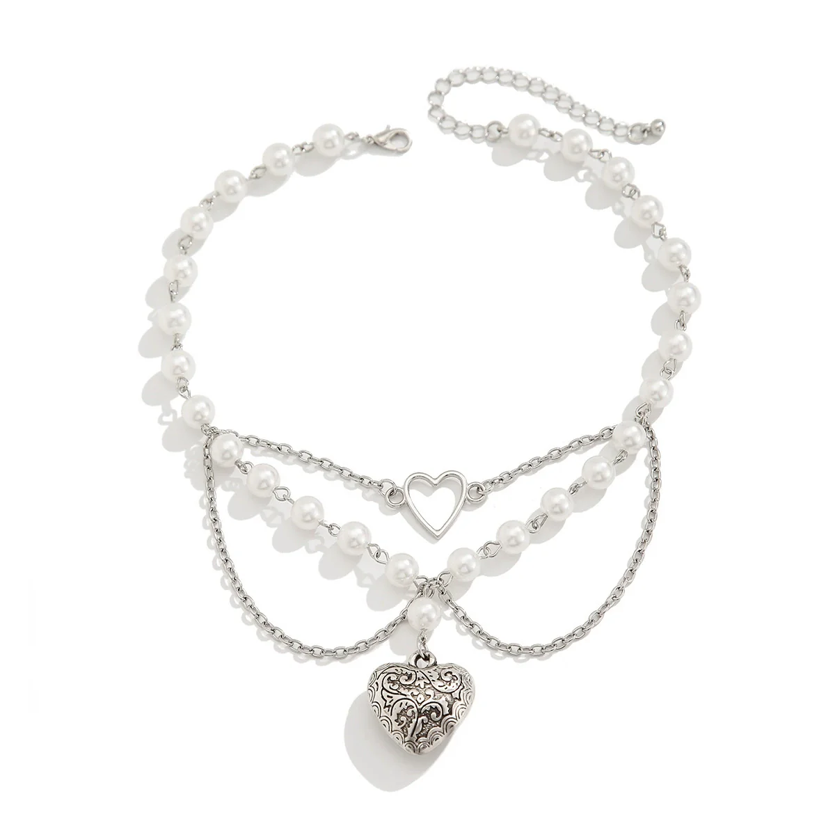 Pendant Tassel Necklace Imitation Pearl Alloy Heart Drop Star Geometric Electroplated For Women - Image 5