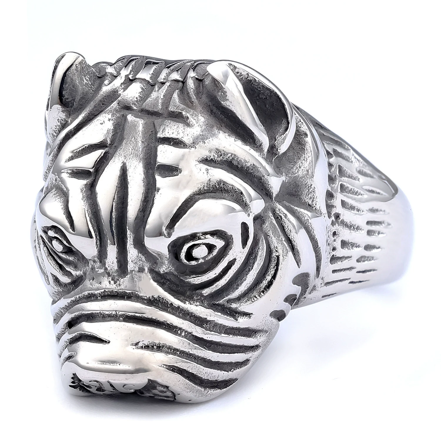 Pet Dog Ring Stainless Steel Punk Style With Letters Numbers Text And Animal Design And Oil Applied - Image 2