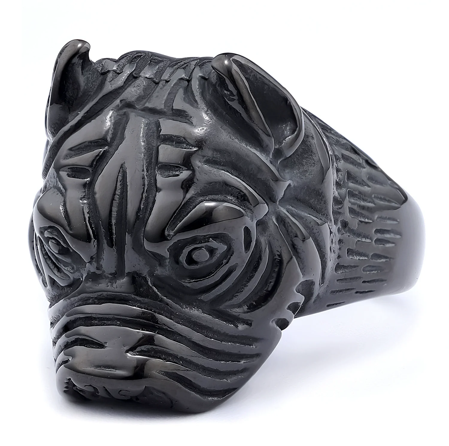Pet Dog Ring Stainless Steel Punk Style With Letters Numbers Text And Animal Design And Oil Applied - Image 3