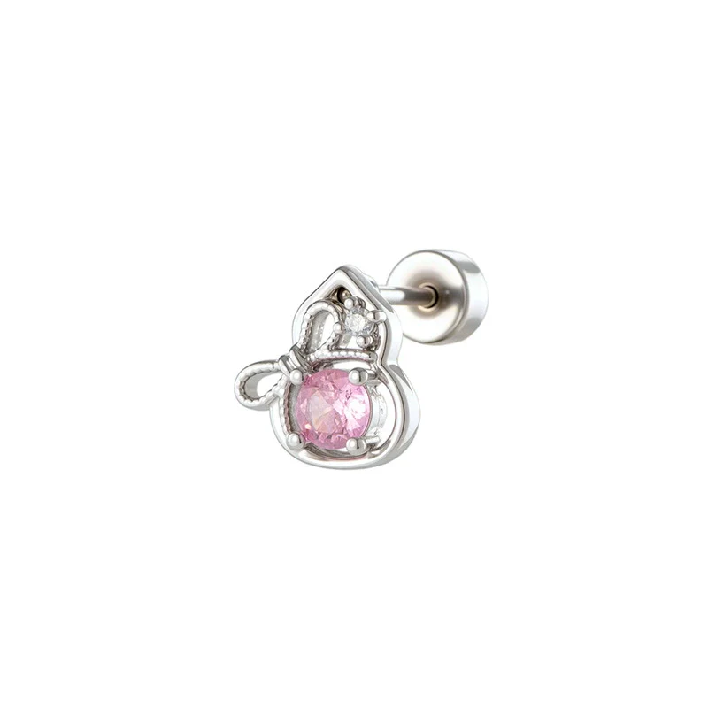 Piercing Earrings Titanium Steel Gourd Shape Bow Retro Zirconia - Image 5