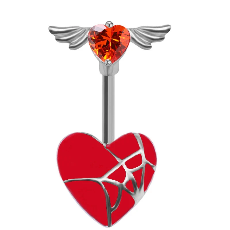 Piercing Jewelry Bat Series Heart Shaped Navel Ring Breast Ring Ear Bone Nail Made Of Rhinestone - Image 3